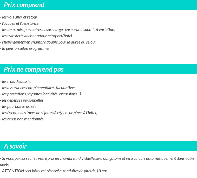 Conditions tarifaires