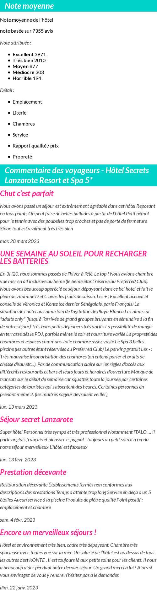 Avis clients