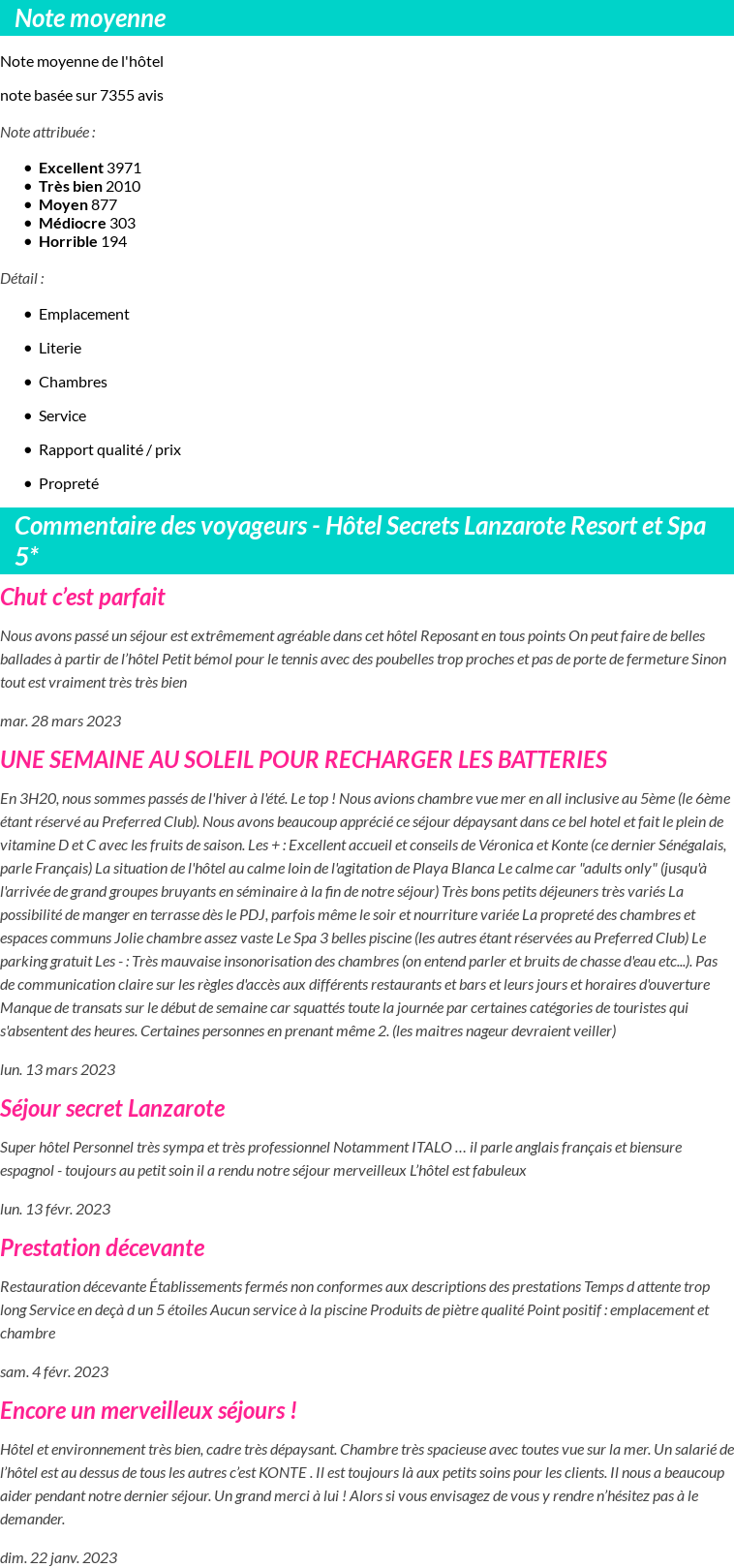 Avis clients