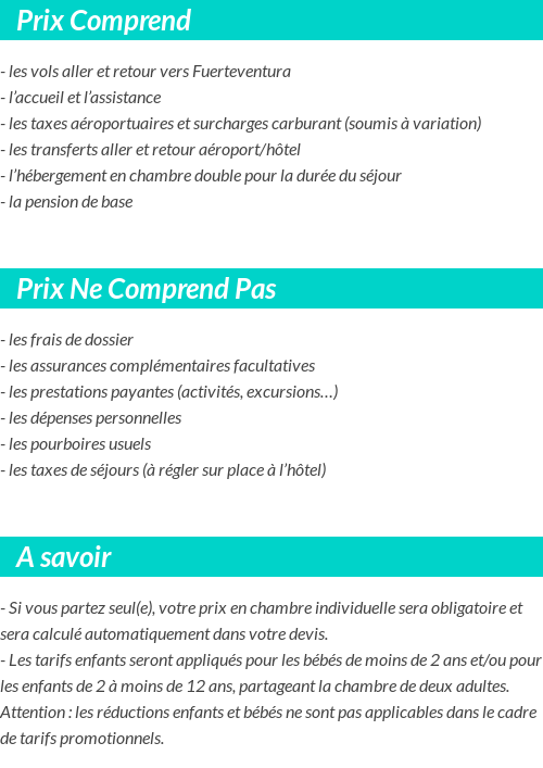 Conditions tarifaires