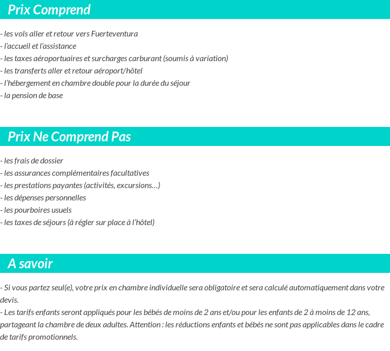 Conditions tarifaires