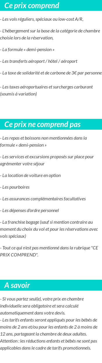 Conditions tarifaires