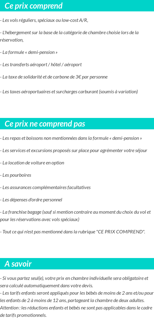 Conditions tarifaires