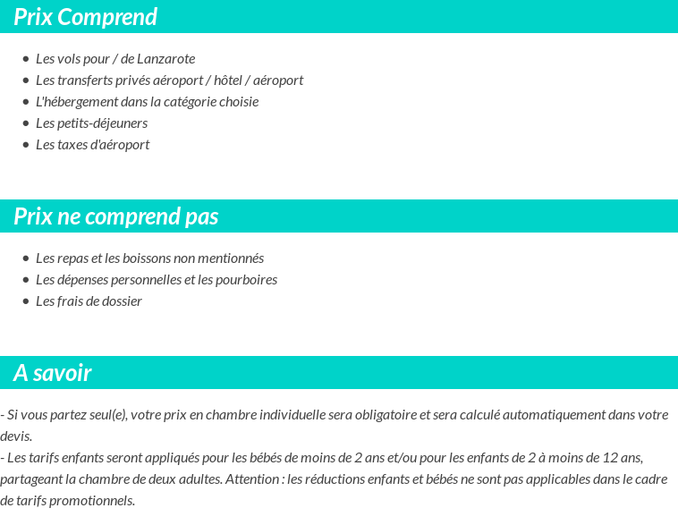 Conditions tarifaires