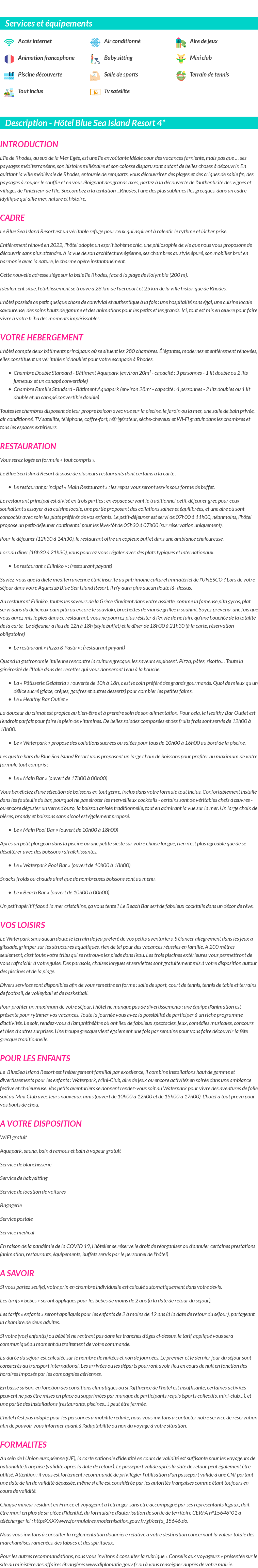 Détails du séjour