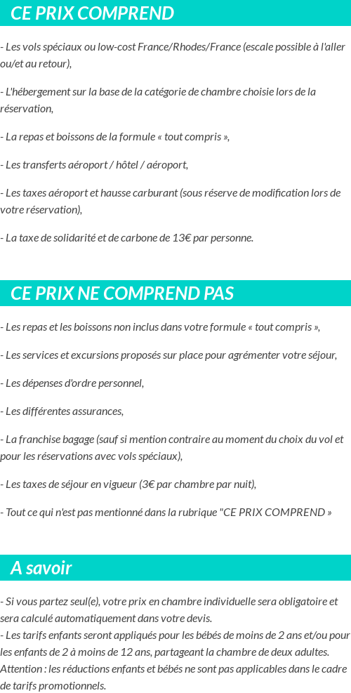 Conditions tarifaires