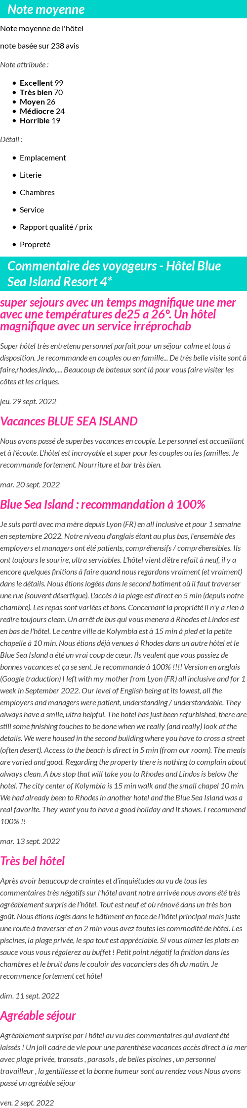 Avis clients