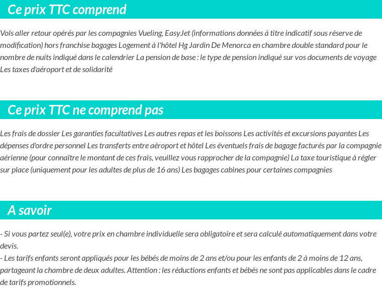 Conditions tarifaires