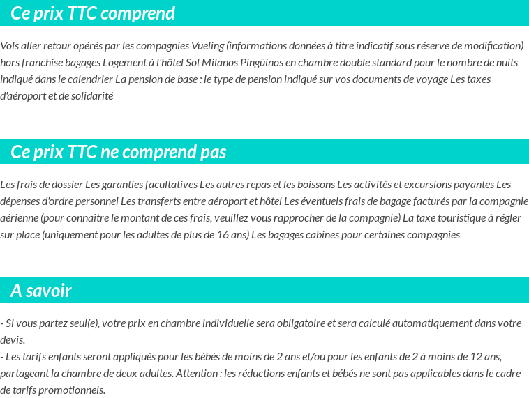 Conditions tarifaires