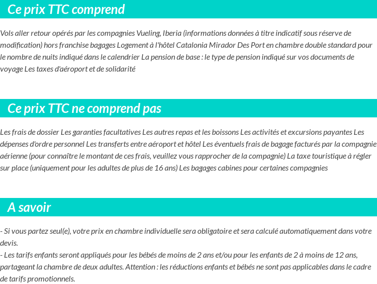 Conditions tarifaires