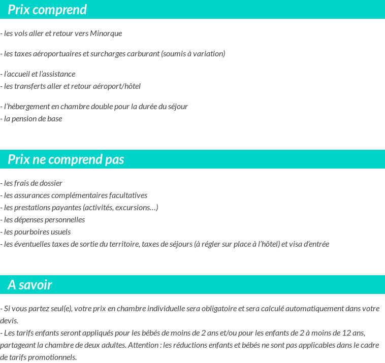 Conditions tarifaires