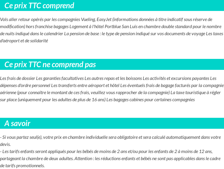 Conditions tarifaires