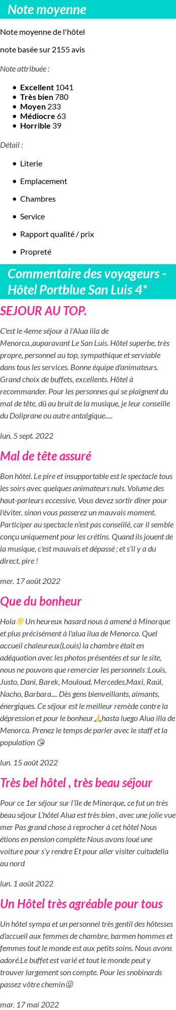 Avis clients