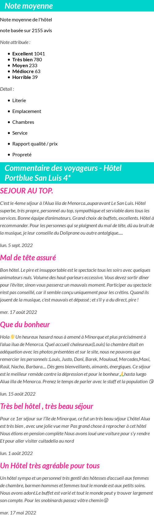 Avis clients