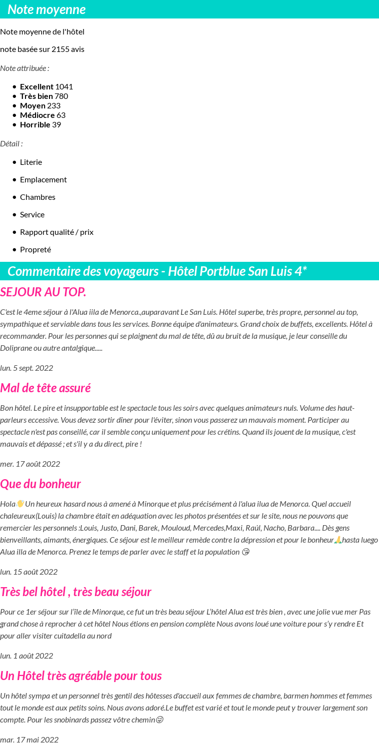 Avis clients