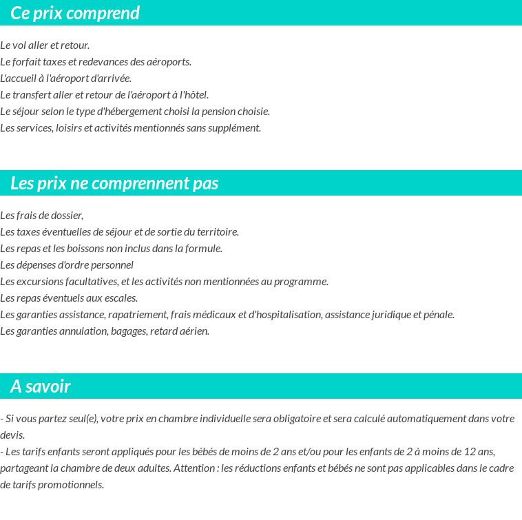 Conditions tarifaires