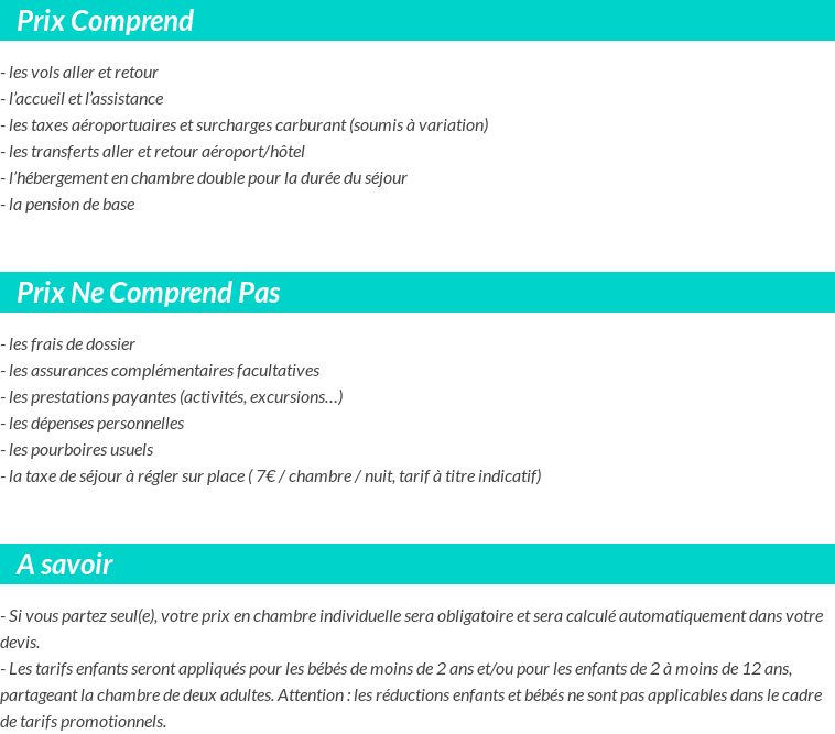 Conditions tarifaires