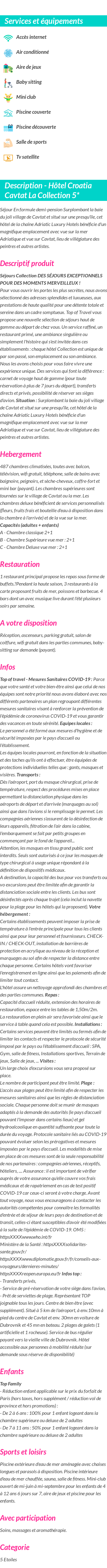 Détails du séjour