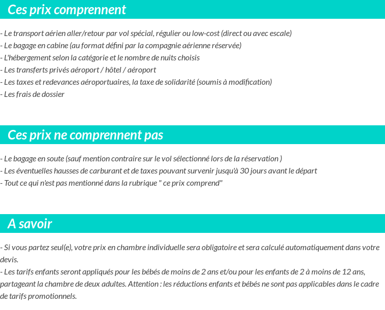 Conditions tarifaires