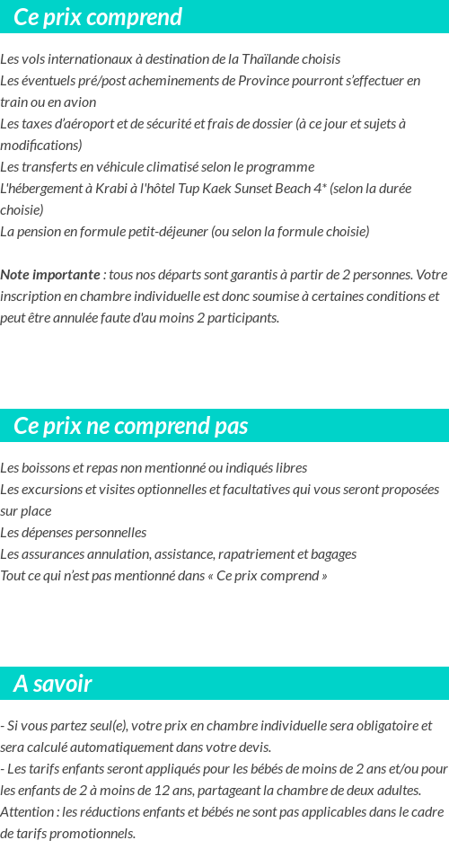 Conditions tarifaires