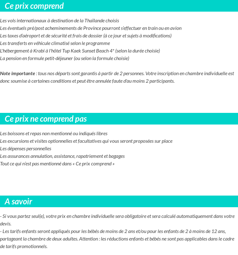 Conditions tarifaires