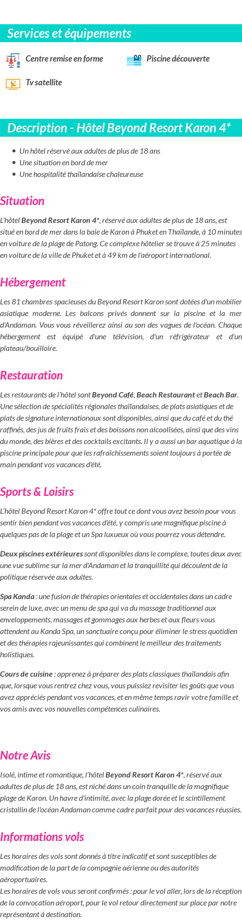 Détails du séjour