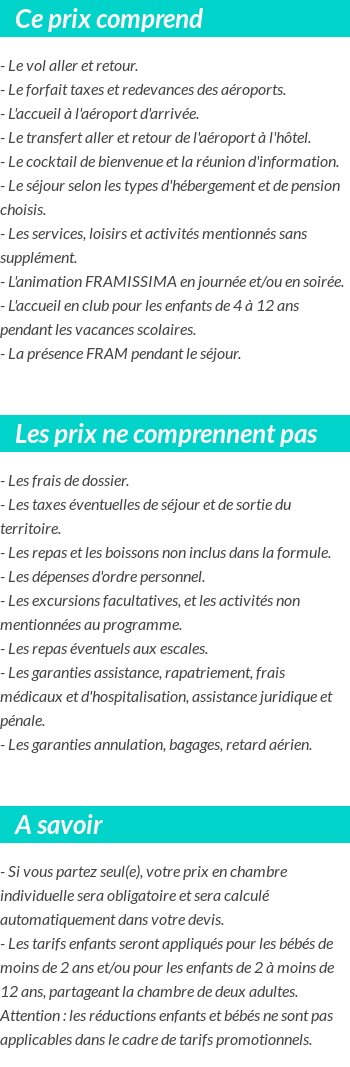 Conditions tarifaires