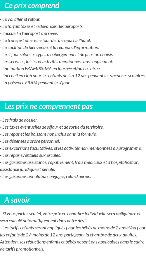 Conditions tarifaires