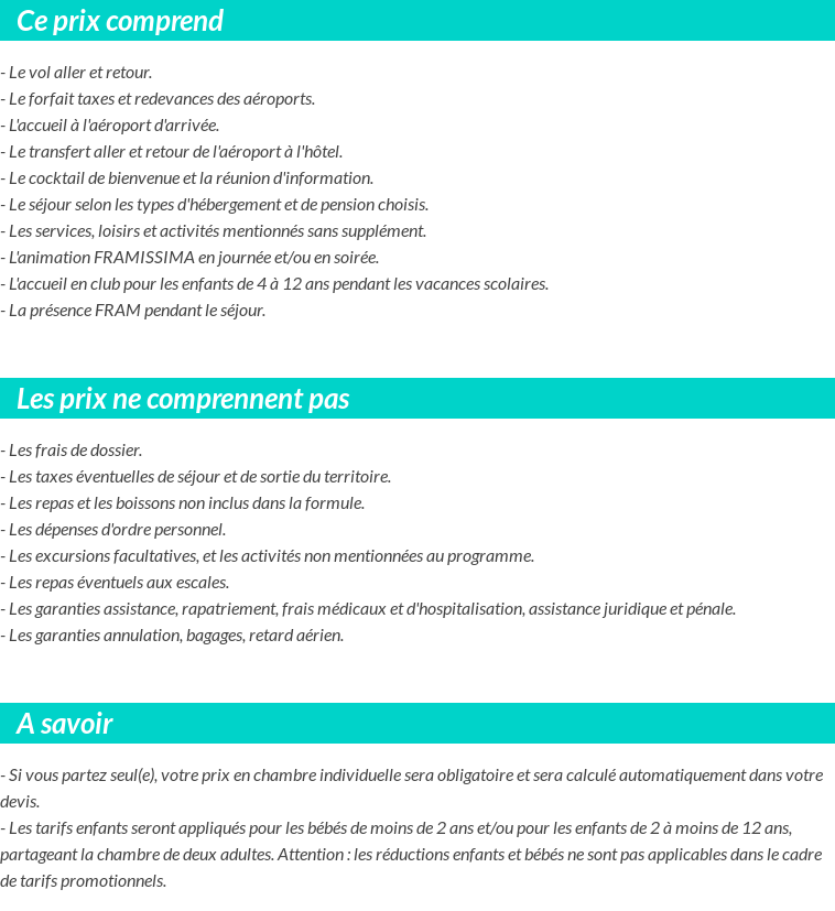 Conditions tarifaires