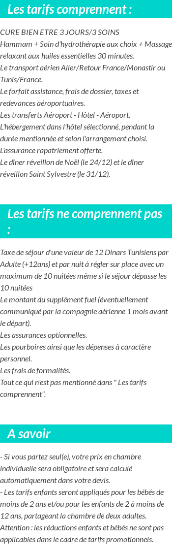 Conditions tarifaires