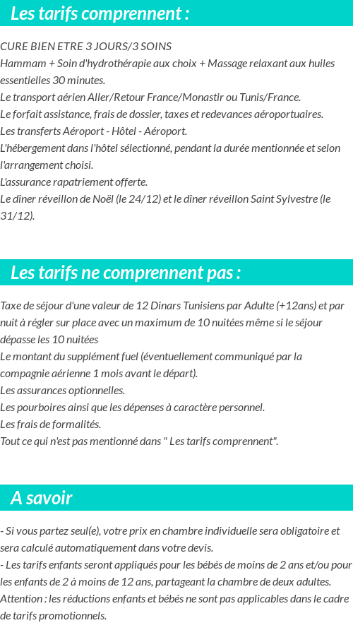 Conditions tarifaires