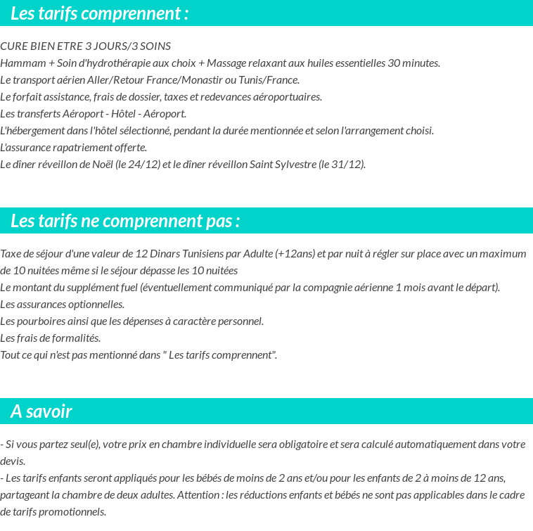 Conditions tarifaires