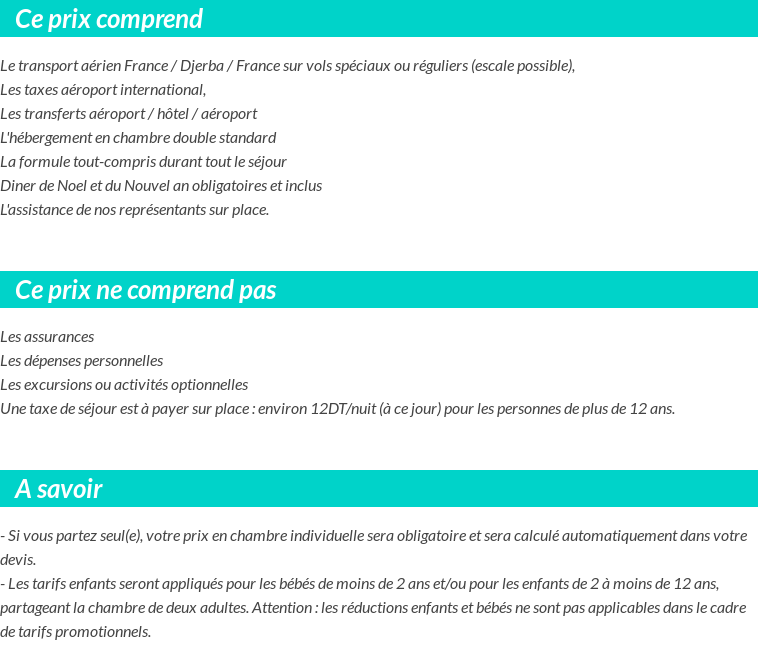 Conditions tarifaires