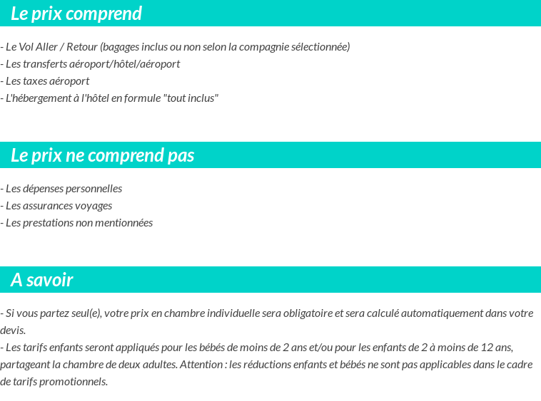 Conditions tarifaires