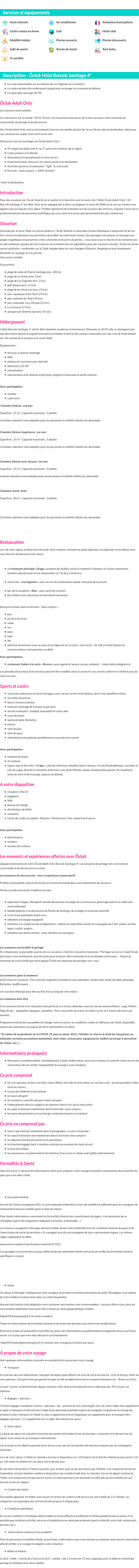Détails du séjour