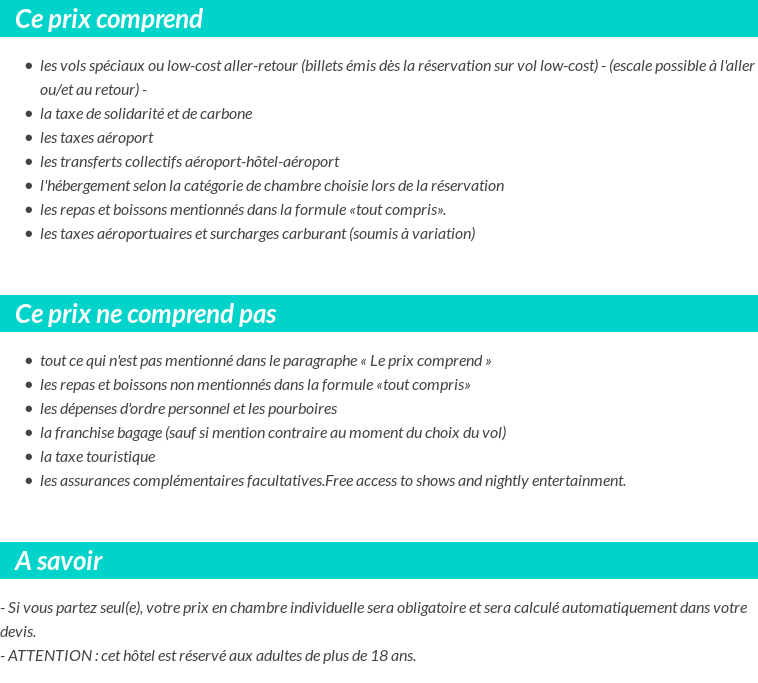 Conditions tarifaires