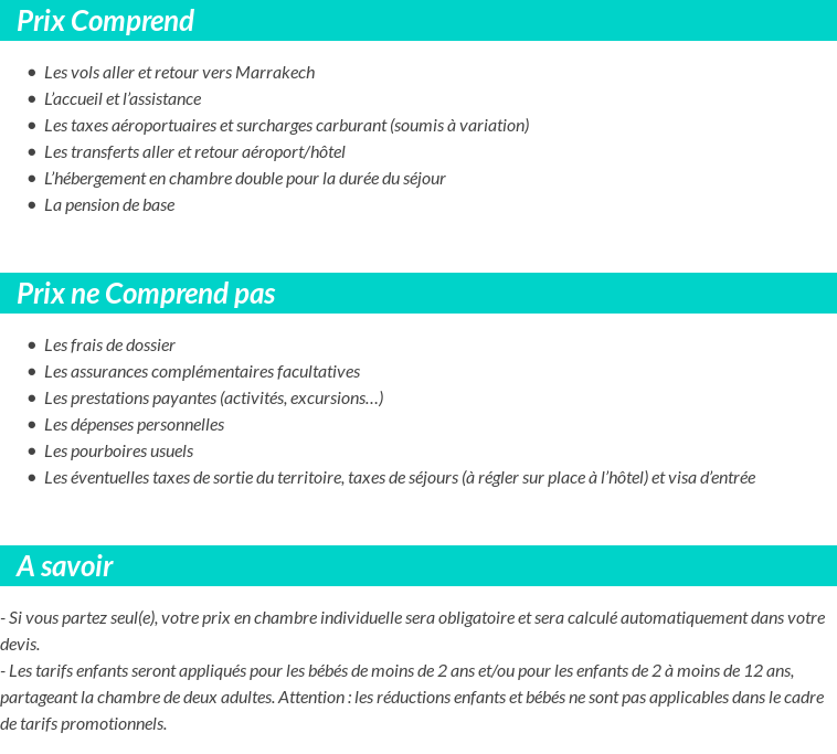 Conditions tarifaires