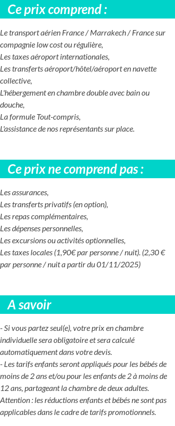 Conditions tarifaires