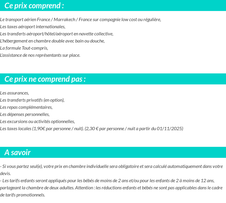 Conditions tarifaires