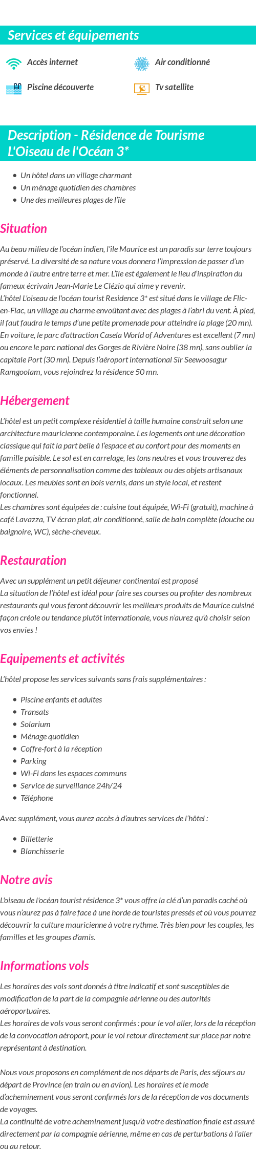Détails du séjour
