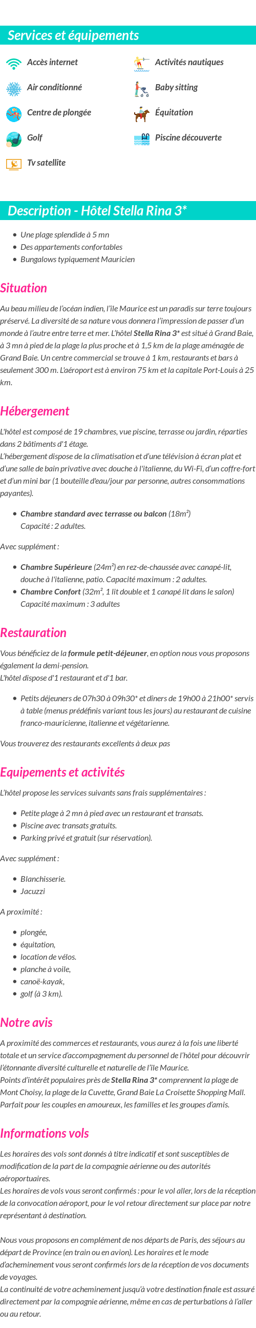 Détails du séjour