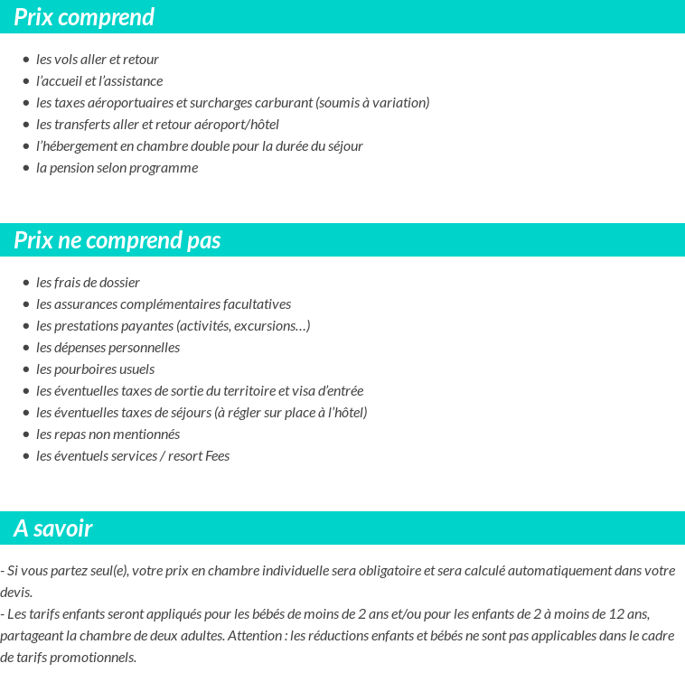 Conditions tarifaires