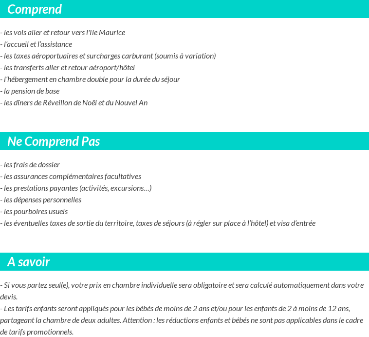 Conditions tarifaires