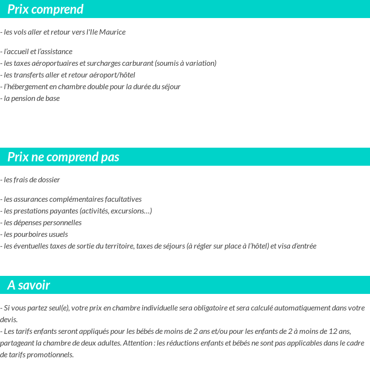 Conditions tarifaires