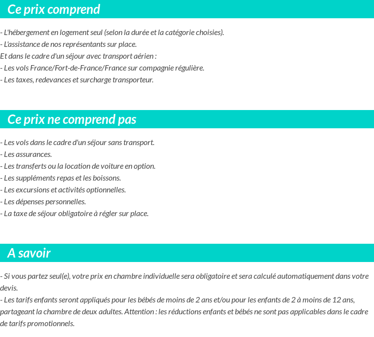 Conditions tarifaires