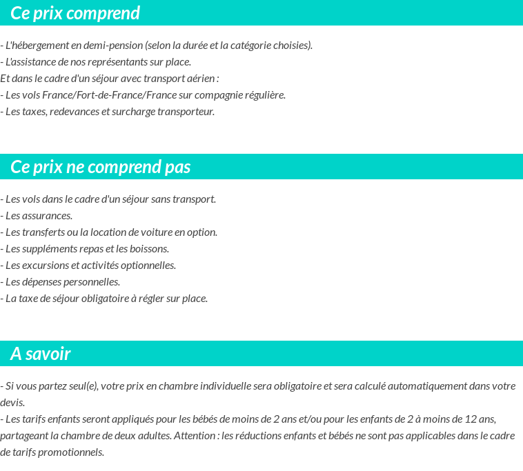 Conditions tarifaires