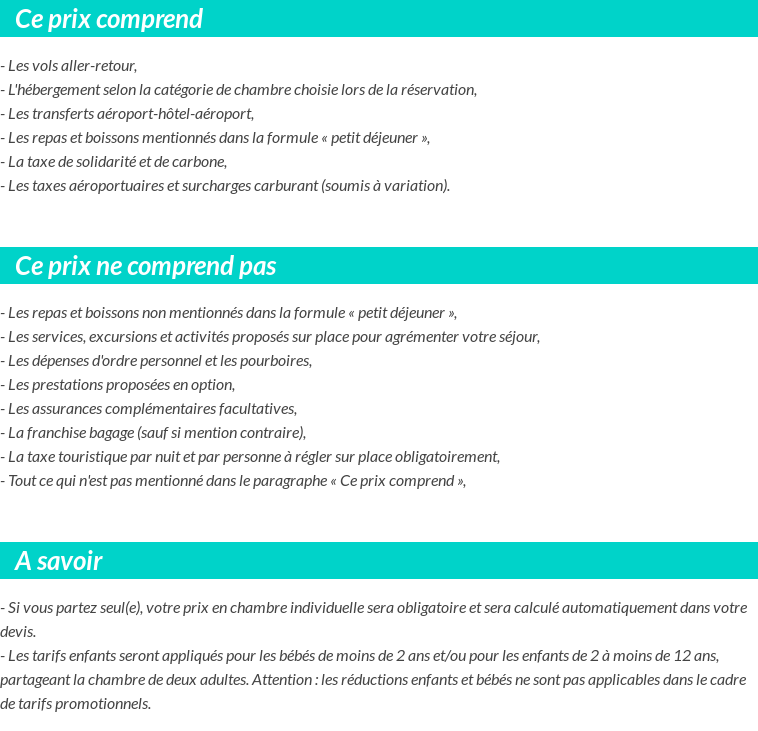 Conditions tarifaires