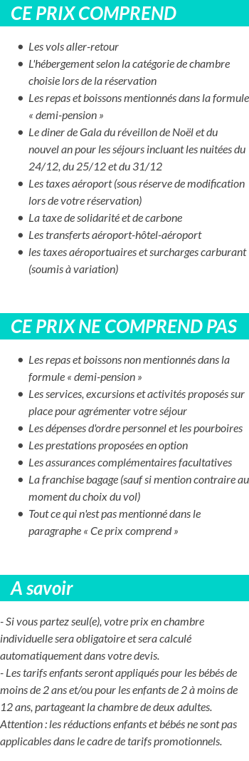 Conditions tarifaires