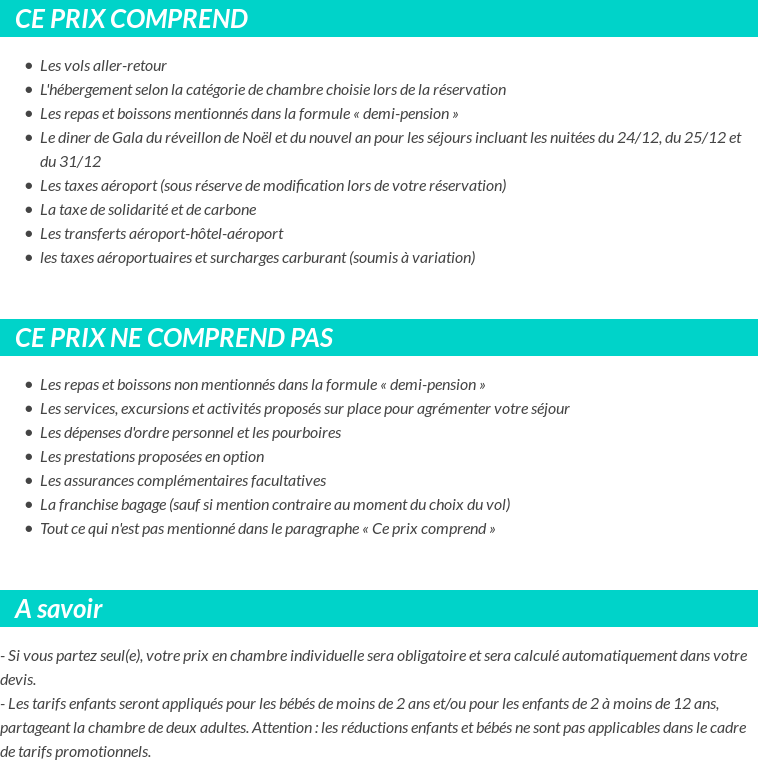 Conditions tarifaires