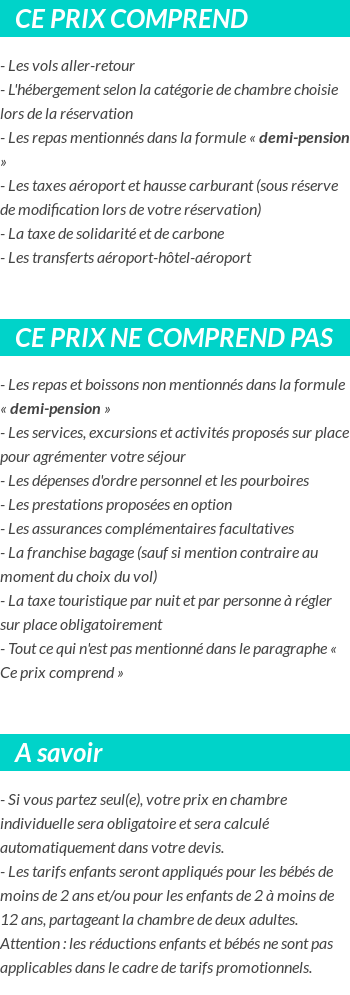 Conditions tarifaires